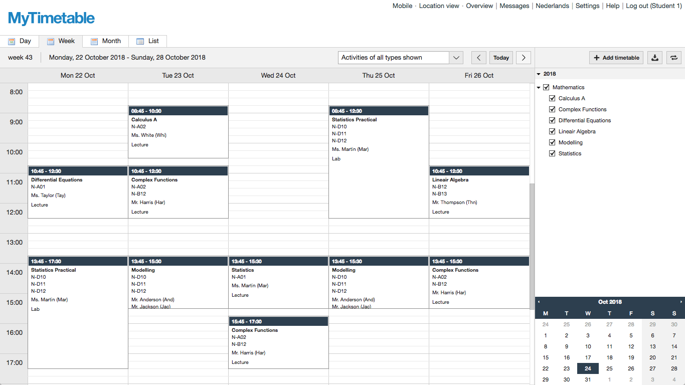 HvA Timetables